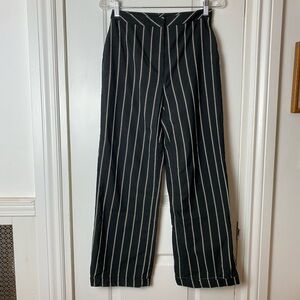 Oscar De La Renta Pinstripe Wide Leg Pants XS